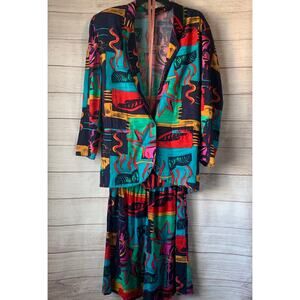 Vintage M.L. Sport Colorful Shorts and Blazer Outfit with Belt Size Small